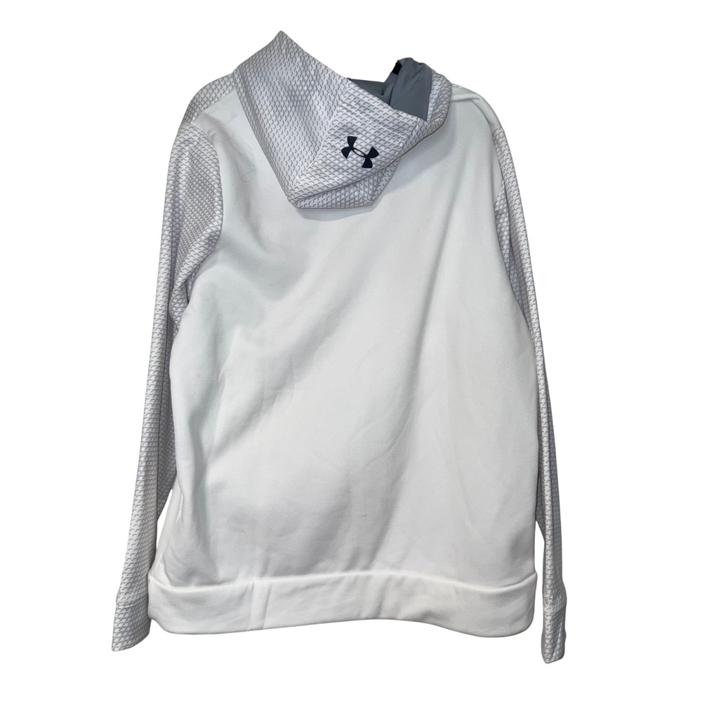 Under Armour White Grey Geometric Pattern Hoodie Mens Large - Picture 3 of 4